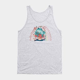 Frog In A Mushroom Hearts Rainbow Background Tank Top